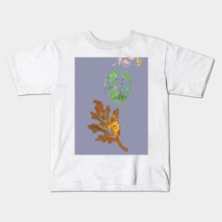 Fall Oak Leaf in gray, autumn gold, brown, green Kids T-Shirt